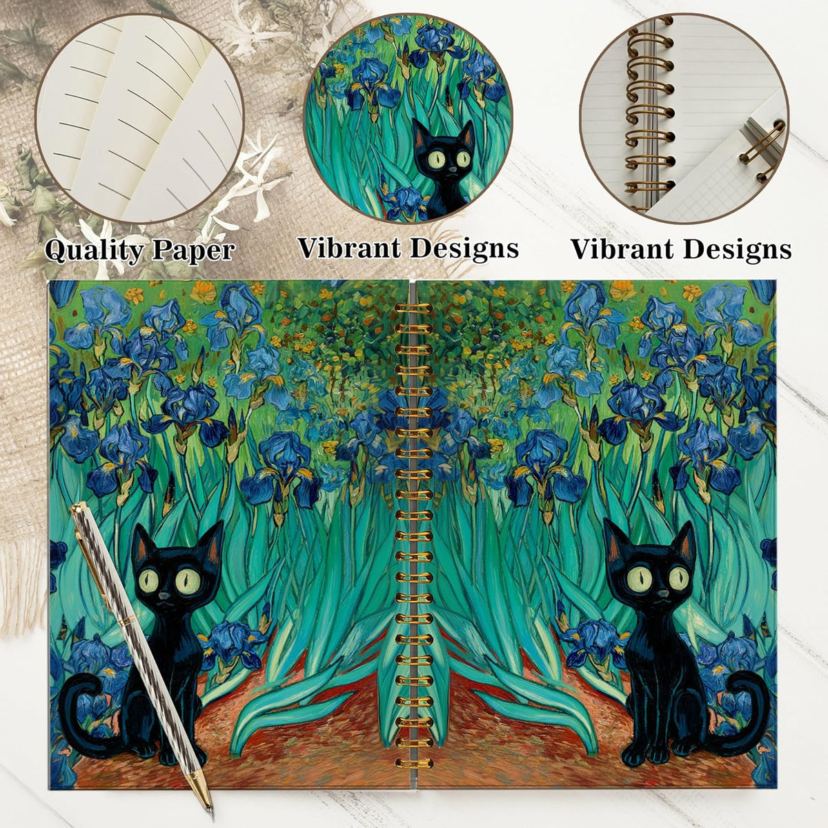 Journaling Notebooks for Women, Lotus Notebook -Meditation Yoga Spiritual Inspirational Planner Notebook Journal Gifts, A5 Spiral Journal Notebook Office Supplies Gifts for Women Birthday Christmas (Golden)