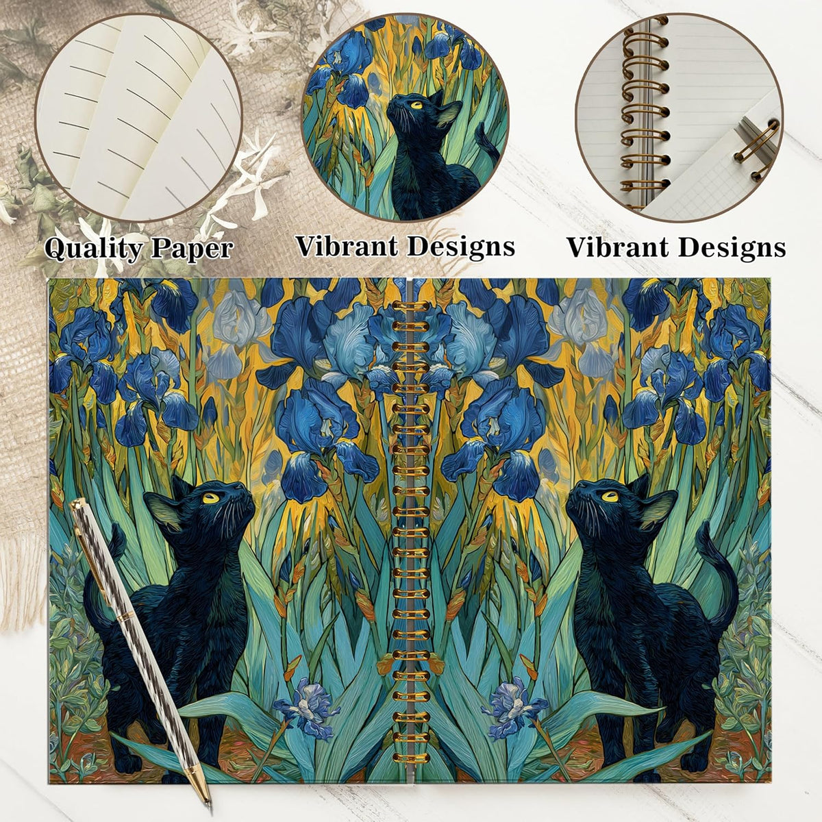 Journaling Notebooks for Women, Lotus Notebook -Meditation Yoga Spiritual Inspirational Planner Notebook Journal Gifts, A5 Spiral Journal Notebook Office Supplies Gifts for Women Birthday Christmas (Golden)