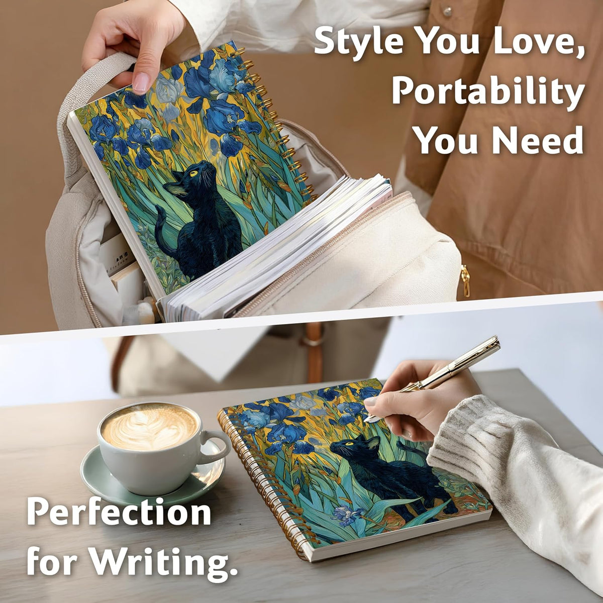 Journaling Notebooks for Women, Lotus Notebook -Meditation Yoga Spiritual Inspirational Planner Notebook Journal Gifts, A5 Spiral Journal Notebook Office Supplies Gifts for Women Birthday Christmas (Golden)
