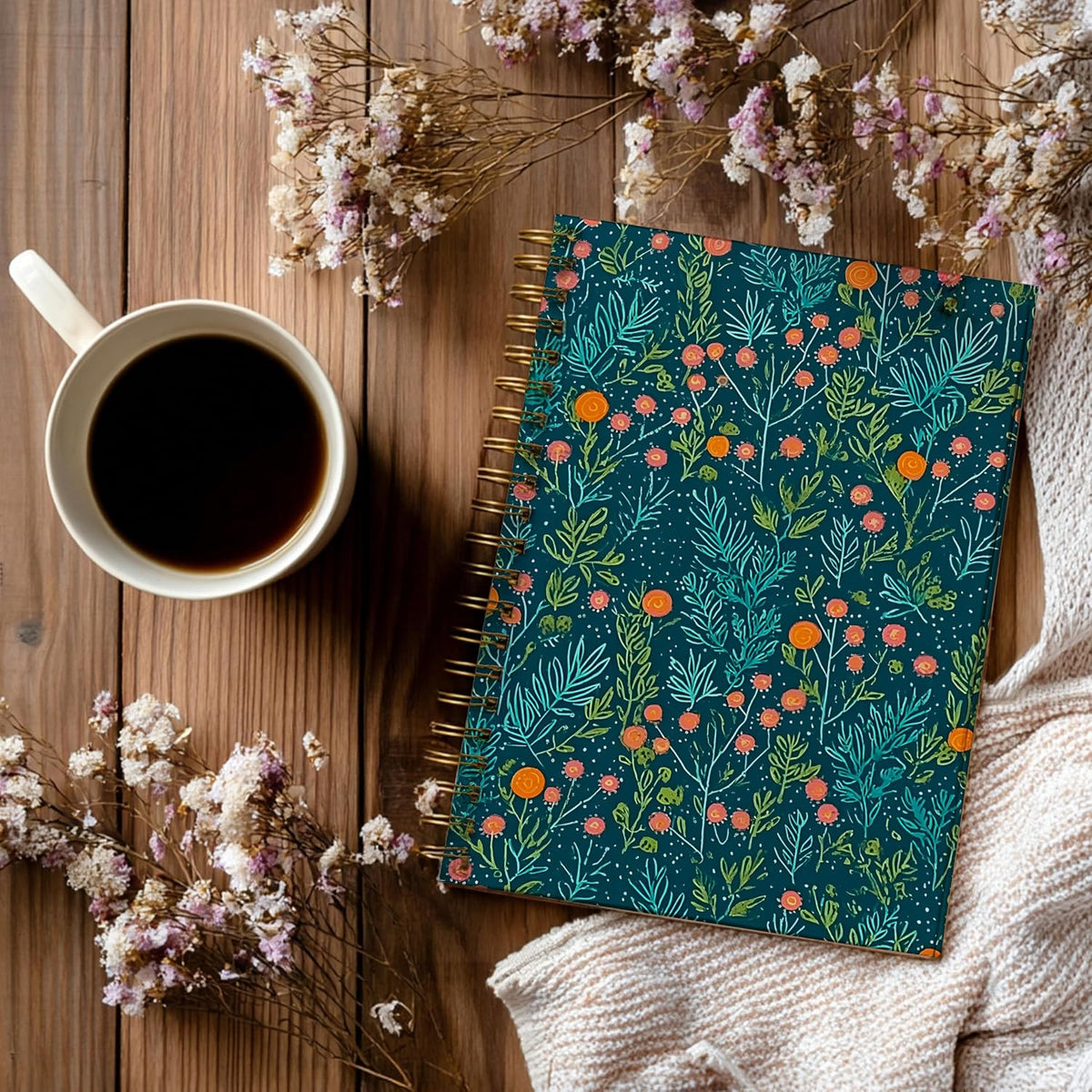 Journaling Notebooks for Women, Lotus Notebook -Meditation Yoga Spiritual Inspirational Planner Notebook Journal Gifts, A5 Spiral Journal Notebook Office Supplies Gifts for Women Birthday Christmas (Golden)