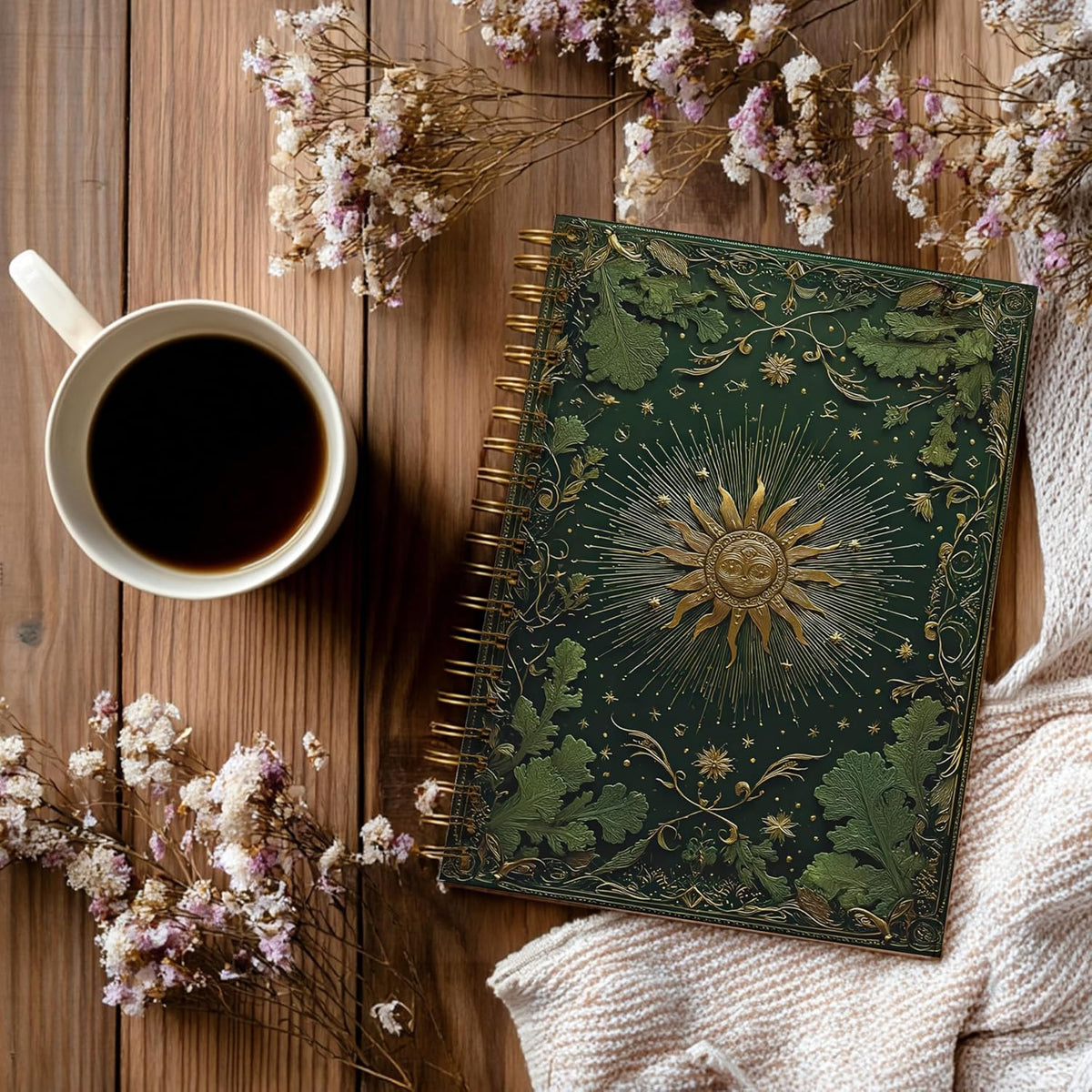 Journaling Notebooks for Women, Lotus Notebook -Meditation Yoga Spiritual Inspirational Planner Notebook Journal Gifts, A5 Spiral Journal Notebook Office Supplies Gifts for Women Birthday Christmas (Golden)