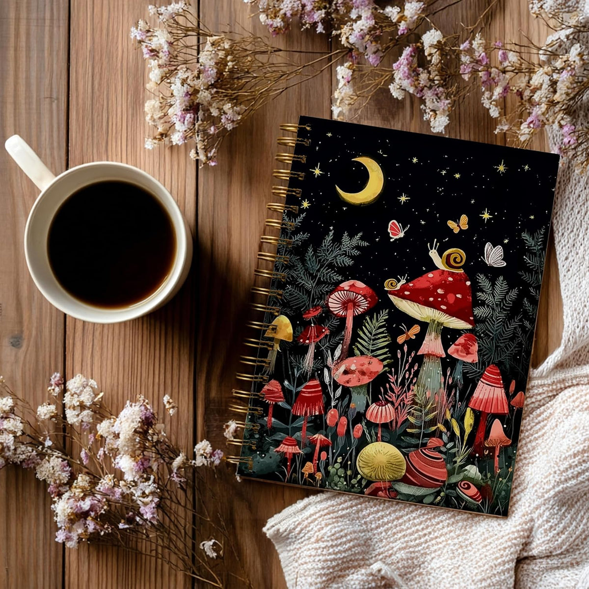 Journaling Notebooks for Women, Lotus Notebook -Meditation Yoga Spiritual Inspirational Planner Notebook Journal Gifts, A5 Spiral Journal Notebook Office Supplies Gifts for Women Birthday Christmas (Golden)