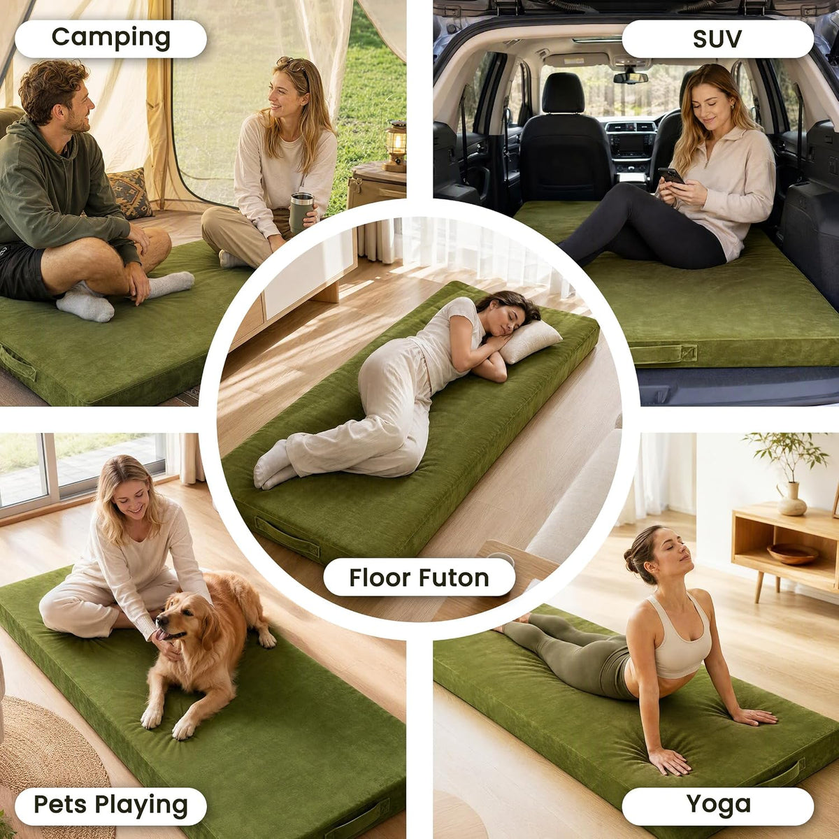 Memory Foam Camping Mattress Pad 3inch Cot Size Waterproof Roll Up Bed Sleeping Mat for Adults Portable Roll Up Mattress for Travel Guest Floor Bed Cot Mattress Pad for Car, Tent