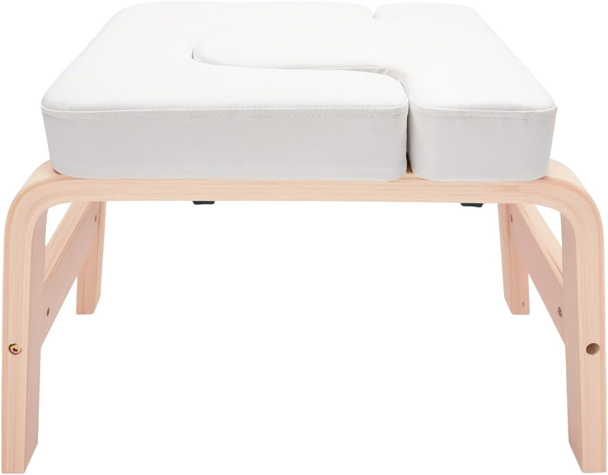 Yoga Headstand Stool, Solid Wood Yoga Inversion Bench with Detachable T-Shaped Block, Meditation Benches with Sponge Seat, for Yoga, Waist, Leg Exercises