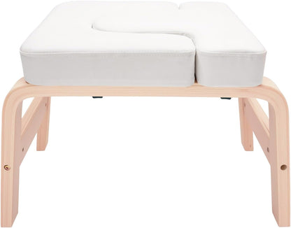 Yoga Headstand Stool, Solid Wood Yoga Inversion Bench with Detachable T-Shaped Block, Meditation Benches with Sponge Seat, for Yoga, Waist, Leg Exercises