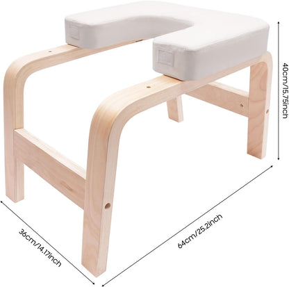 Yoga Headstand Stool, Solid Wood Yoga Inversion Bench with Detachable T-Shaped Block, Meditation Benches with Sponge Seat, for Yoga, Waist, Leg Exercises