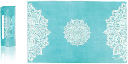 THE Hand Towel | Premium Non Slip Hand Towel | Designed in Bali | Colorful Eco Printed + Quick Dry + Soft | Hot Yoga, Bikram, Ashtanga, Sport, Barre, Travel (Mandala Turquoise)
