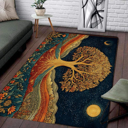 Tree of Life Area Rug – Bohemian Mandala Carpet for Living Room, Bedroom, Meditation Space, Yoga, Spiritual Home Décor – Large Soft Floor Mat for Indoor Decoration (TOL08)