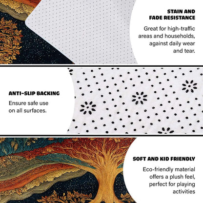 Tree of Life Area Rug – Bohemian Mandala Carpet for Living Room, Bedroom, Meditation Space, Yoga, Spiritual Home Décor – Large Soft Floor Mat for Indoor Decoration (TOL08)