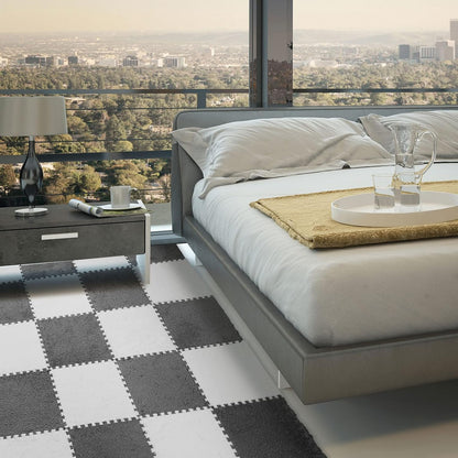 15 Pcs Plush Carpet Tiles Interlocking Floor Mat,Gray