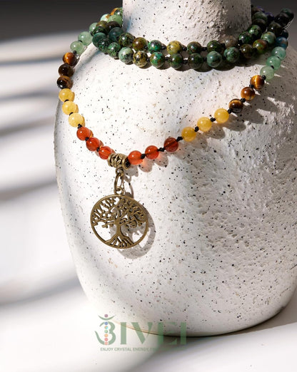 7 Chakra 108 Mala Beads Bracelet Real Gemstone Yoga Meditation Hand Knotted Mala Prayer Bead Necklace