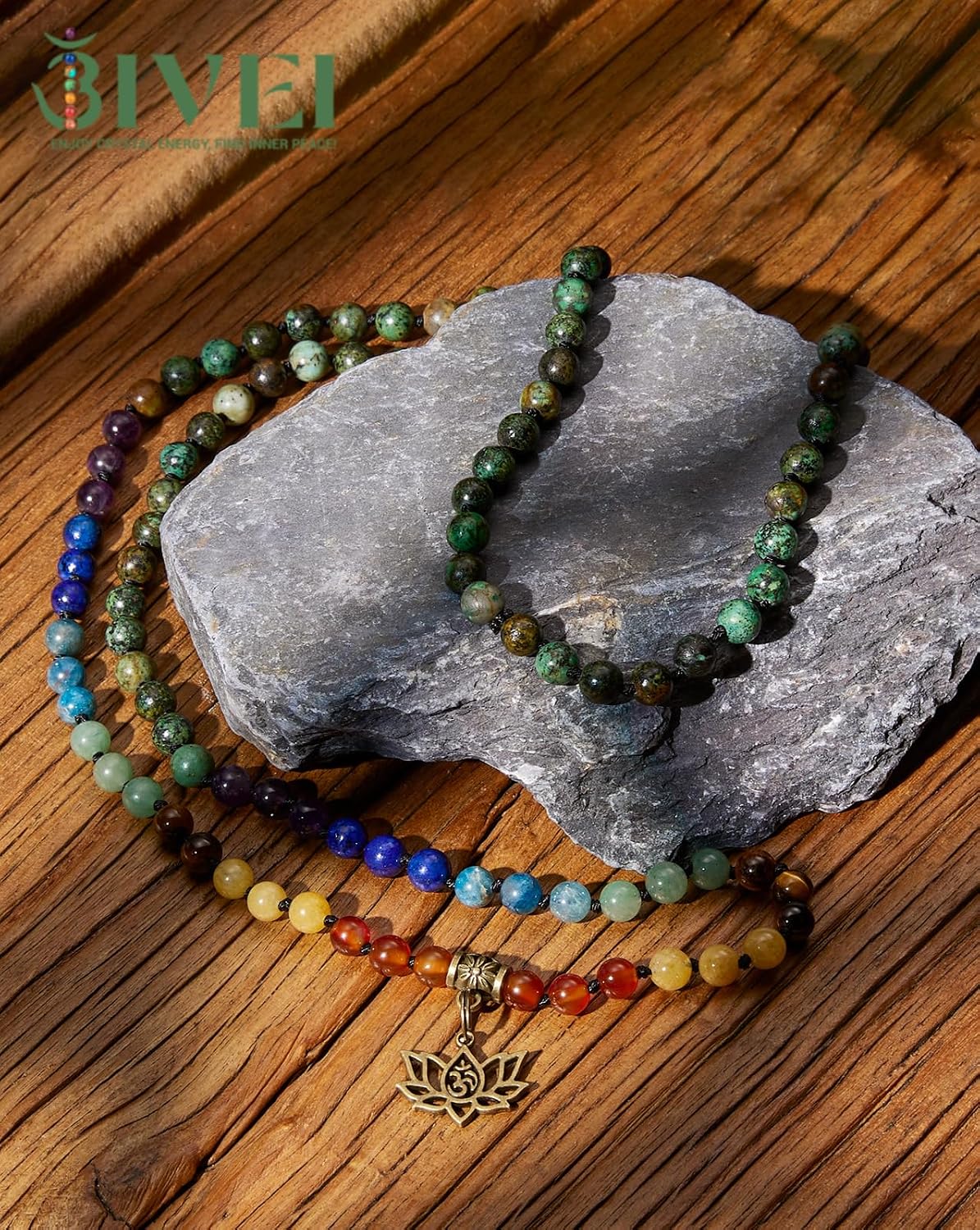 7 Chakra 108 Mala Beads Bracelet Real Gemstone Yoga Meditation Hand Knotted Mala Prayer Bead Necklace