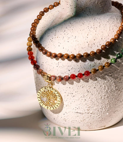 7 Chakra 108 Mala Beads Bracelet Real Gemstone Yoga Meditation Hand Knotted Mala Prayer Bead Necklace