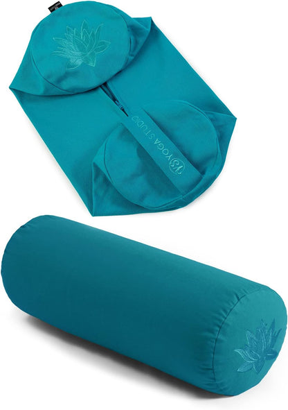 Spare Organic Cotton Bolster Covers With Handle And Zipper (Aqua)
