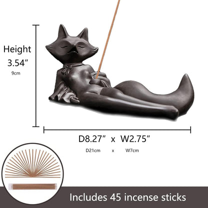 Frog Incense Holder Waterfall - Ceramic Cone Backflow Incense Burner Smoke Fountain, Back Flowing Incense Diffuser with 45 Sticks & 12 Cones, Frog Ornament for Aromatherapy/Yoga/Home Decor