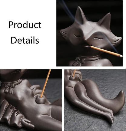 Frog Incense Holder Waterfall - Ceramic Cone Backflow Incense Burner Smoke Fountain, Back Flowing Incense Diffuser with 45 Sticks & 12 Cones, Frog Ornament for Aromatherapy/Yoga/Home Decor