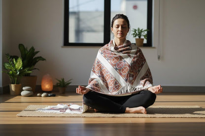 Handloom Wool Meditation Shawl, Oversized Wrap Throw, Gift for Men and Women