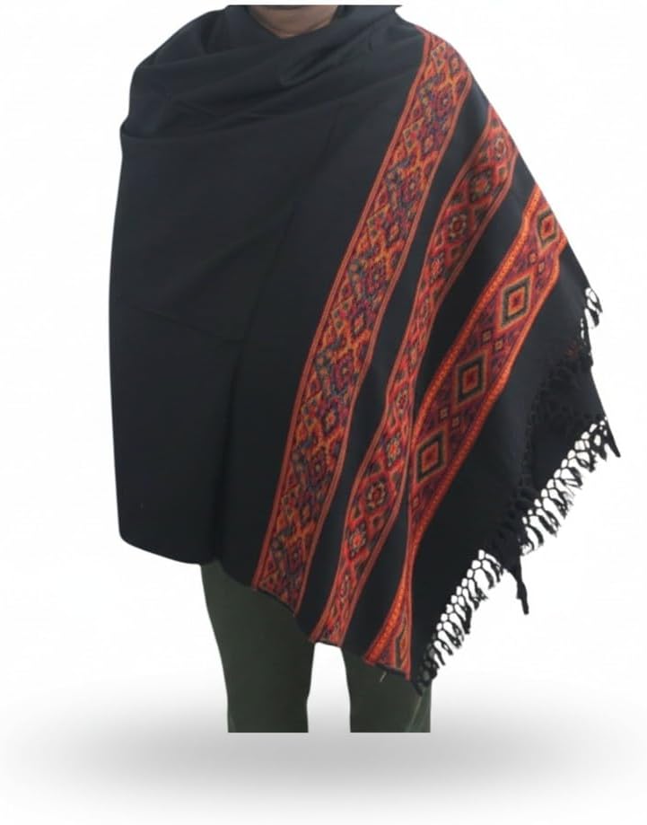Handloom Wool Meditation Shawl, Oversized Wrap Throw, Gift for Men and Women