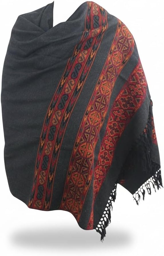 Handloom Wool Meditation Shawl, Oversized Wrap Throw, Gift for Men and Women