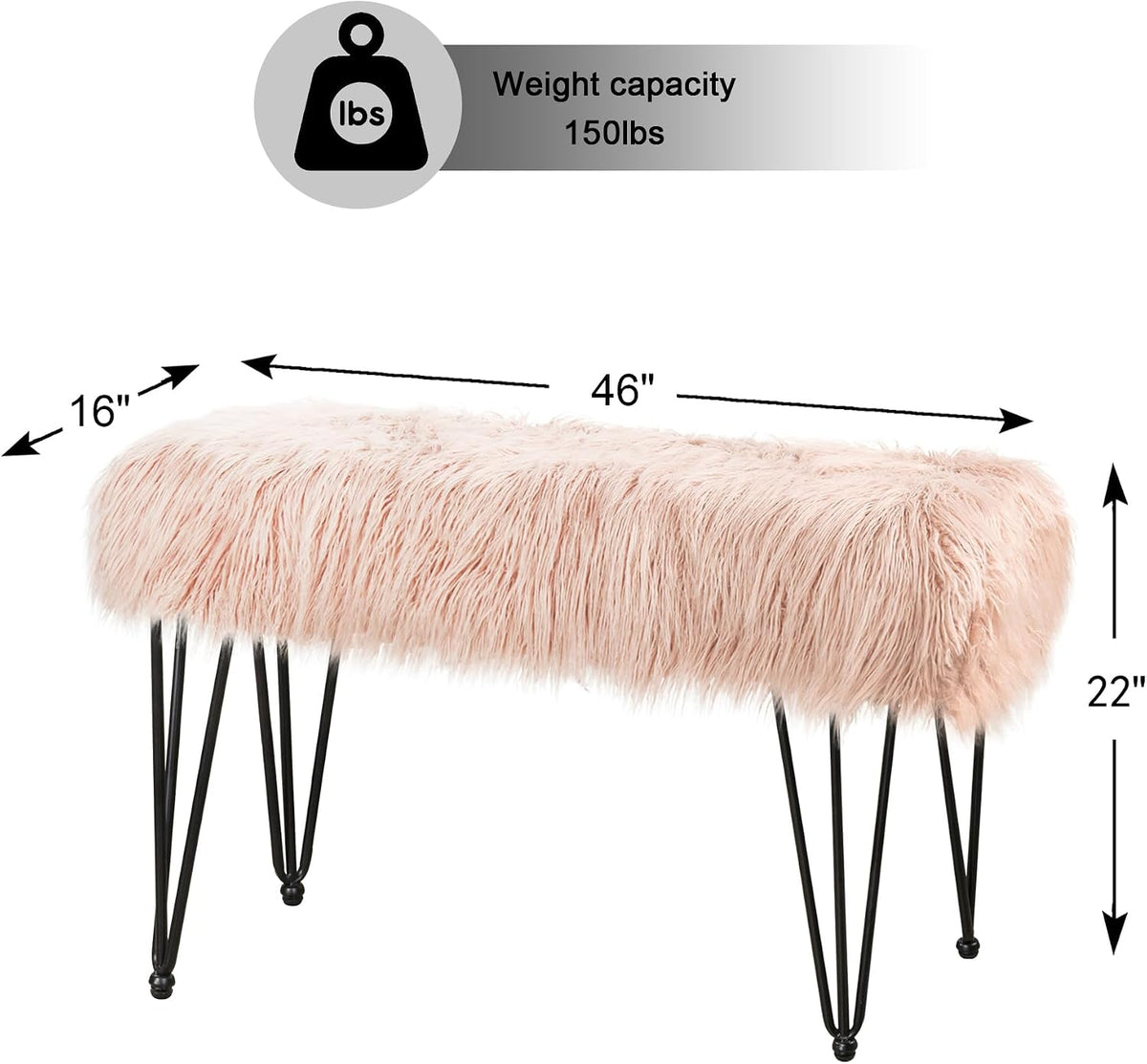 Green Mongolian Faux Fur Ottoman 19'' x 13'' x 17''
