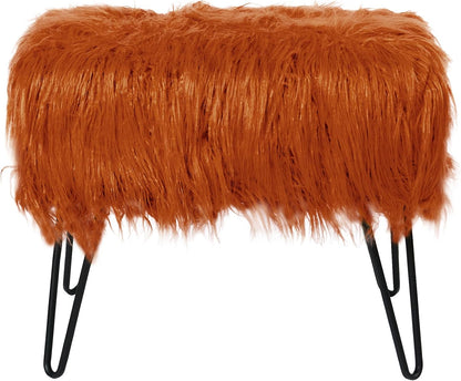 Green Mongolian Faux Fur Ottoman 19'' x 13'' x 17''