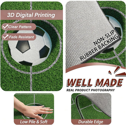 Sports Field Area Rug,5x7ft, Soccer Field Chalked Blackboard Football Stadium Board Painted Non-Slip Soft Carpet Floor Mat Indoor Living Room Bedroom Rugs Yoga Mat Home Decor