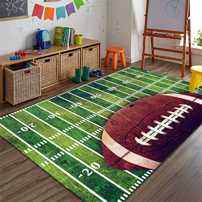 Sports Field Area Rug,5x7ft, Soccer Field Chalked Blackboard Football Stadium Board Painted Non-Slip Soft Carpet Floor Mat Indoor Living Room Bedroom Rugs Yoga Mat Home Decor