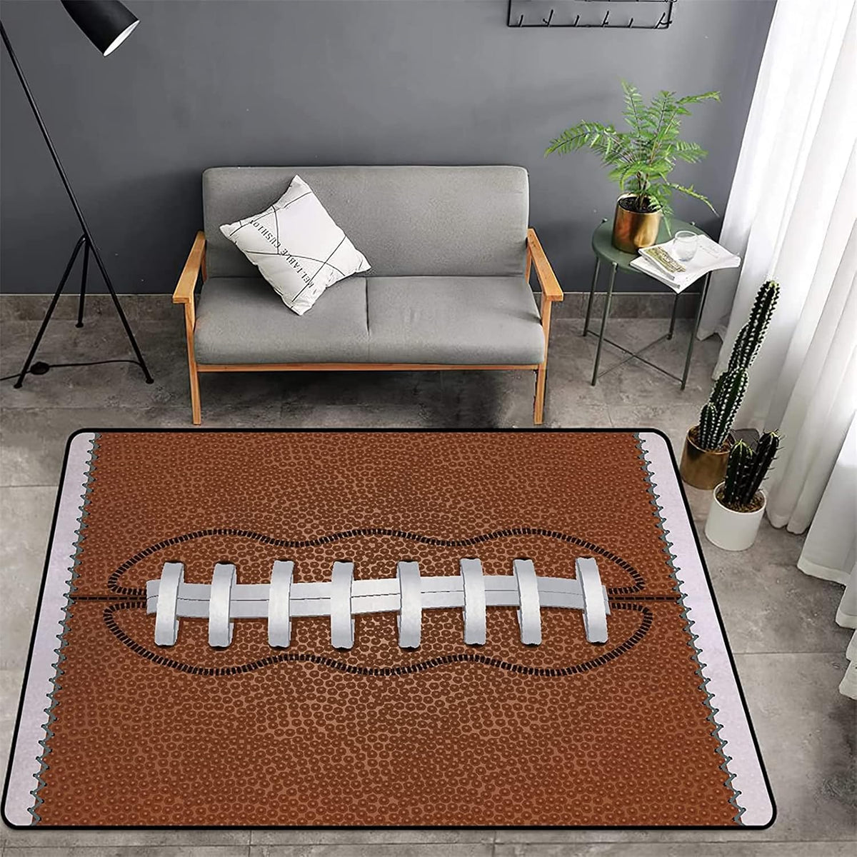 Sports Field Area Rug,5x7ft, Soccer Field Chalked Blackboard Football Stadium Board Painted Non-Slip Soft Carpet Floor Mat Indoor Living Room Bedroom Rugs Yoga Mat Home Decor