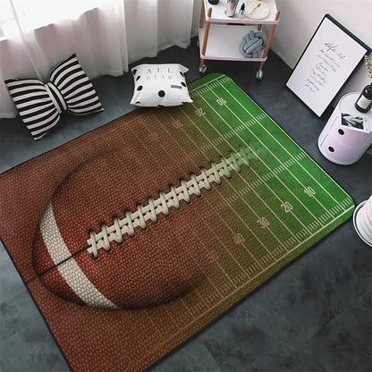Sports Field Area Rug,5x7ft, Soccer Field Chalked Blackboard Football Stadium Board Painted Non-Slip Soft Carpet Floor Mat Indoor Living Room Bedroom Rugs Yoga Mat Home Decor