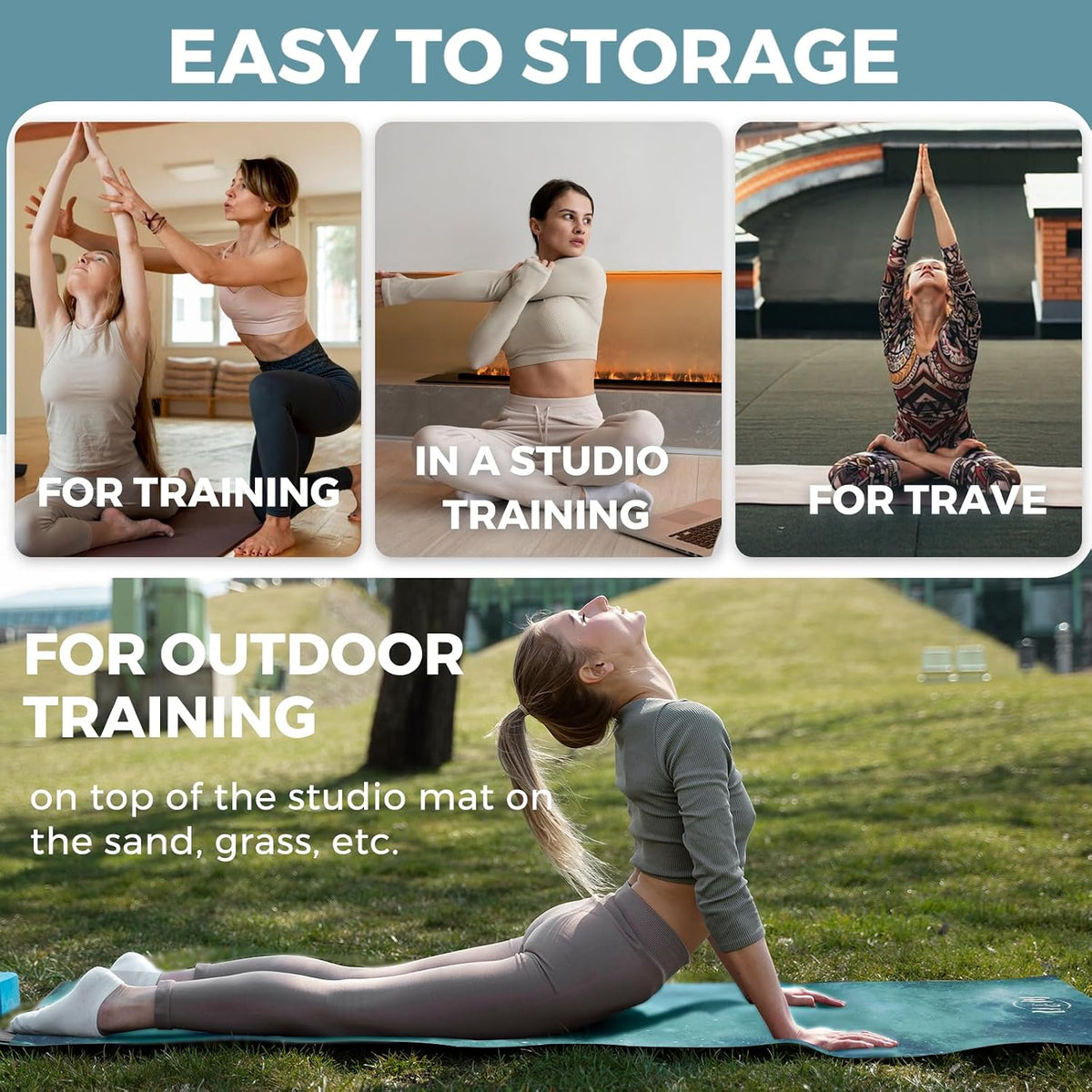 72'' x 27'' Travel Yoga Mat 1.5mm Thick - Foldable Non-Slip Natural Rubber Base & Suede Mat, Sweat-resistant Antibacterial Light Yoga Mat Material Cover for Women Men, Suitable for Beach Pilates Fitness