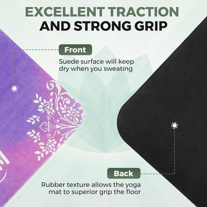 72'' x 27'' Travel Yoga Mat 1.5mm Thick - Foldable Non-Slip Natural Rubber Base & Suede Mat, Sweat-resistant Antibacterial Light Yoga Mat Material Cover for Women Men, Suitable for Beach Pilates Fitness