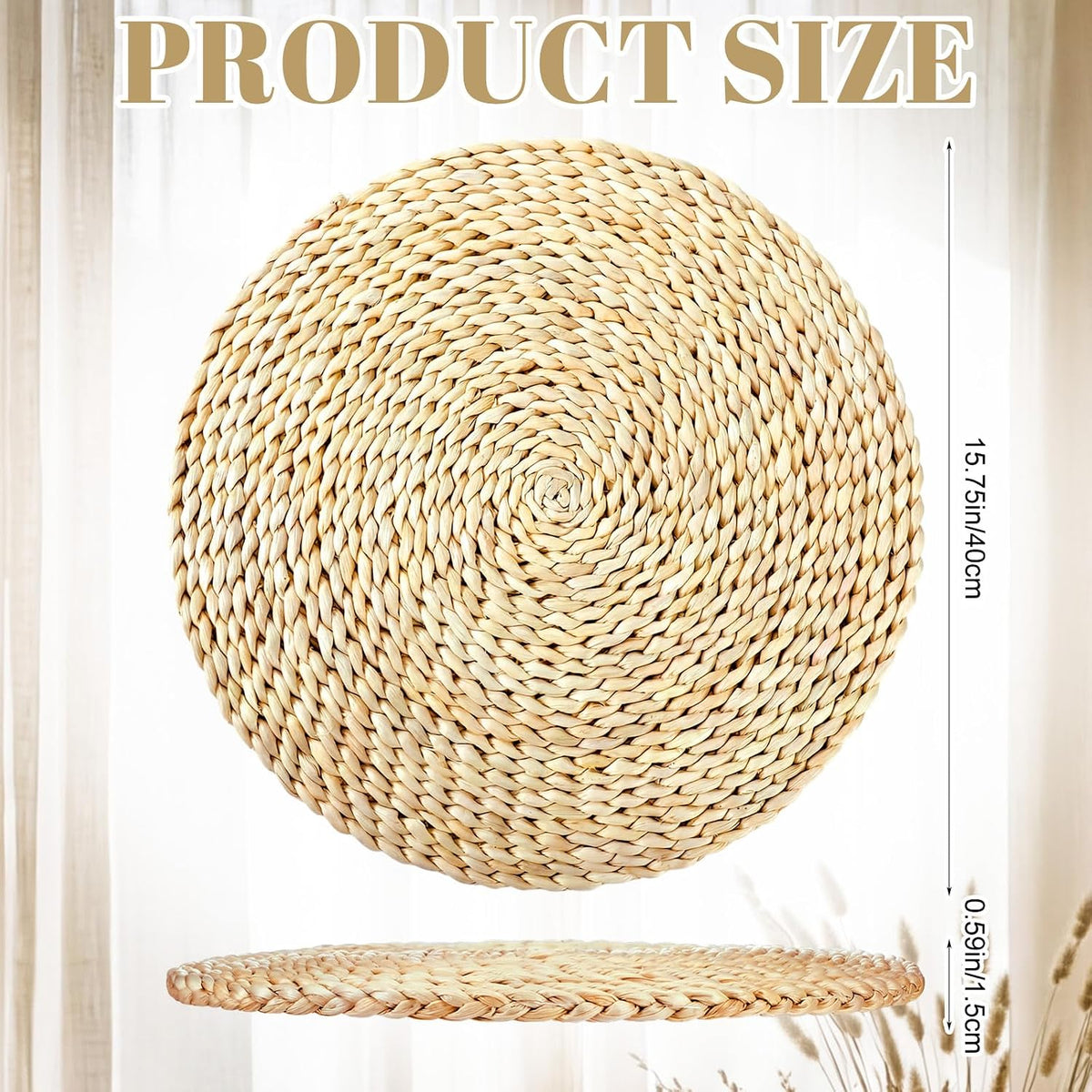 8 Pcs 16 Inch Straw Floor Cushions Classroom Large Pillow Seating Meditation Floor Pillow Boho Natural Woven Seat Cushion Japanese Tatami Cushion for Classroom Home Group Activity
