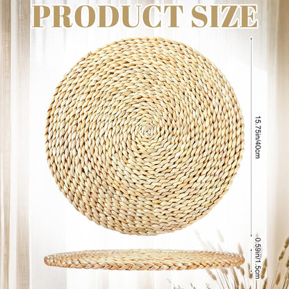 8 Pcs 16 Inch Straw Floor Cushions Classroom Large Pillow Seating Meditation Floor Pillow Boho Natural Woven Seat Cushion Japanese Tatami Cushion for Classroom Home Group Activity