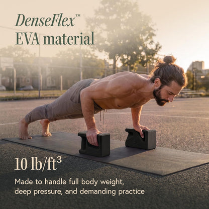 PRO Yoga Blocks | Ergonomic Yoga Block 2 Pack for Wrist Comfort and Support | EVA Foam Exercise Blocks, 2x Knee Pads & Yoga Strap | Pilates Block Set | Bricks to Eliminate Wrist Pain