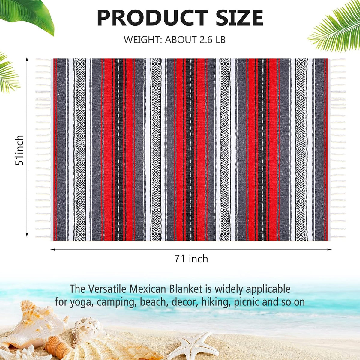 4 Pcs Mexican Blankets Bulk Handwoven Mexican Yoga Blanket Towel Colorful Falsa Serape Woven Throw Blanket Boho Beach Blankets for Outdoor Camping Beach Picnic Travel Home (Blue Green)
