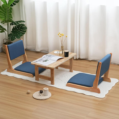 Japanese Floor Chair with Back Support, Foldable Meditation Chair, Legless Tatami Chair with Cushion, Floor Seat for Living Room, Bedroom, Bay Window (1, Gray)