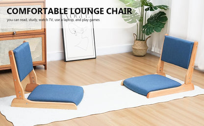 Japanese Floor Chair with Back Support, Foldable Meditation Chair, Legless Tatami Chair with Cushion, Floor Seat for Living Room, Bedroom, Bay Window (1, Gray)