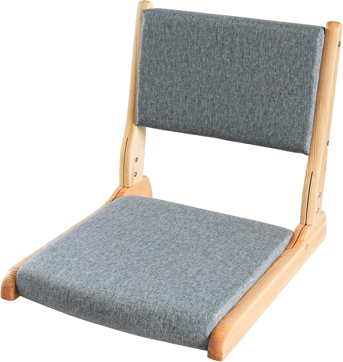 Japanese Floor Chair with Back Support, Foldable Meditation Chair, Legless Tatami Chair with Cushion, Floor Seat for Living Room, Bedroom, Bay Window (1, Gray)