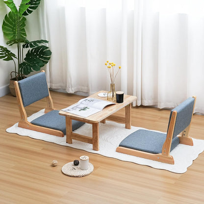 Japanese Floor Chair with Back Support, Foldable Meditation Chair, Legless Tatami Chair with Cushion, Floor Seat for Living Room, Bedroom, Bay Window (1, Gray)