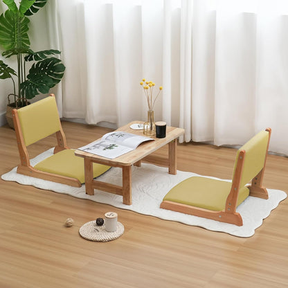 Japanese Floor Chair with Back Support, Foldable Meditation Chair, Legless Tatami Chair with Cushion, Floor Seat for Living Room, Bedroom, Bay Window (1, Gray)