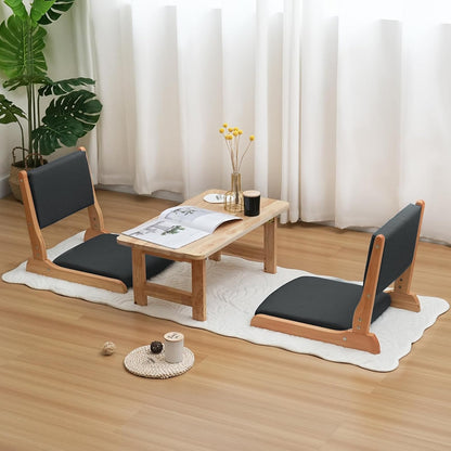 Japanese Floor Chair with Back Support, Foldable Meditation Chair, Legless Tatami Chair with Cushion, Floor Seat for Living Room, Bedroom, Bay Window (1, Gray)