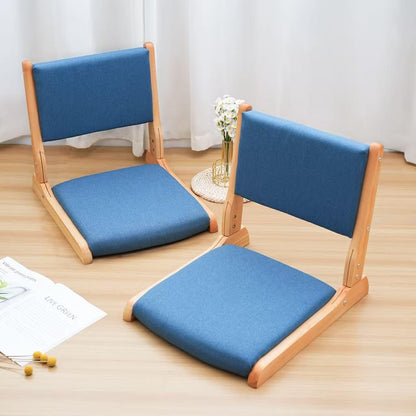 Japanese Floor Chair with Back Support, Foldable Meditation Chair, Legless Tatami Chair with Cushion, Floor Seat for Living Room, Bedroom, Bay Window (1, Gray)