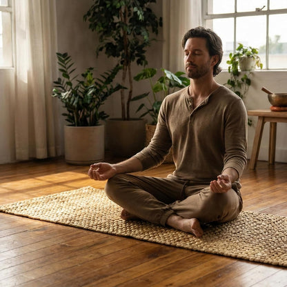 Water Hyacinth Yoga Mat | Non-Slip Exercise & Fitness Mat for Yoga | Natural Rug, Straw Floor Mat for Your Living Room, Bedroom, and More