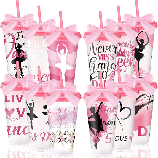 12 Pcs Dance Recital Gifts 24 oz Ballet Dancer Tumblers for Girls