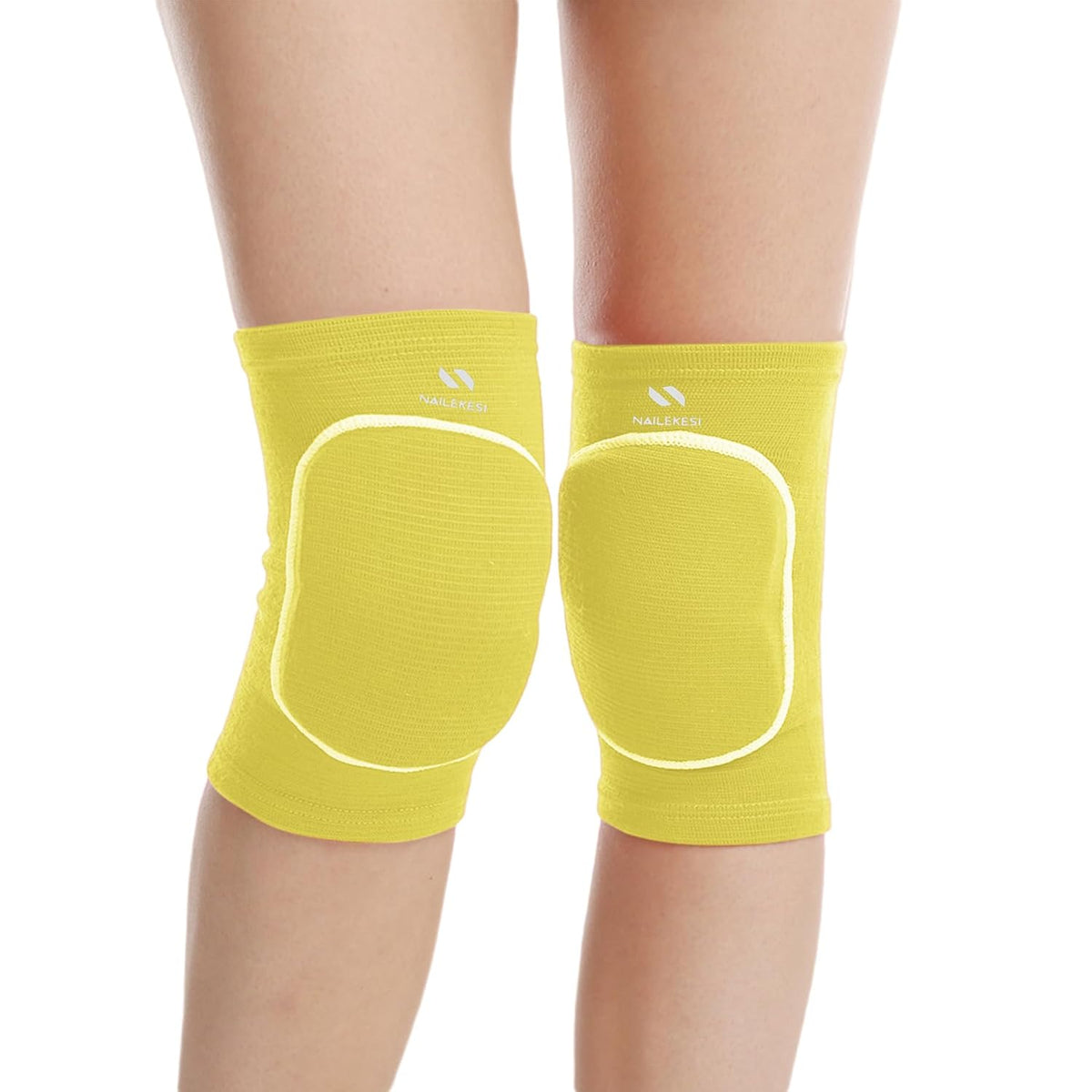 Men Women Protective Knee Pads, Anti-Slip Padded Sponge Knee Brace Knee Support for Football Volleyball Dance Skating Basketball Sports (Medium,Nude)
