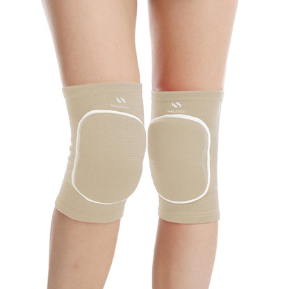 Men Women Protective Knee Pads, Anti-Slip Padded Sponge Knee Brace Knee Support for Football Volleyball Dance Skating Basketball Sports (Medium,Nude)