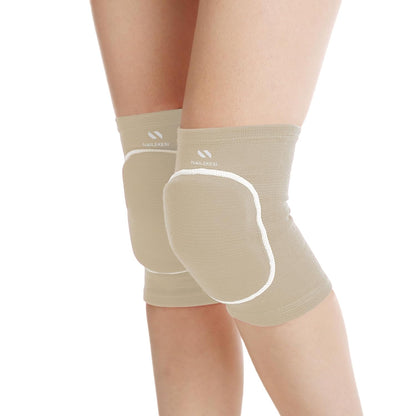 Men Women Protective Knee Pads, Anti-Slip Padded Sponge Knee Brace Knee Support for Football Volleyball Dance Skating Basketball Sports (Medium,Nude)