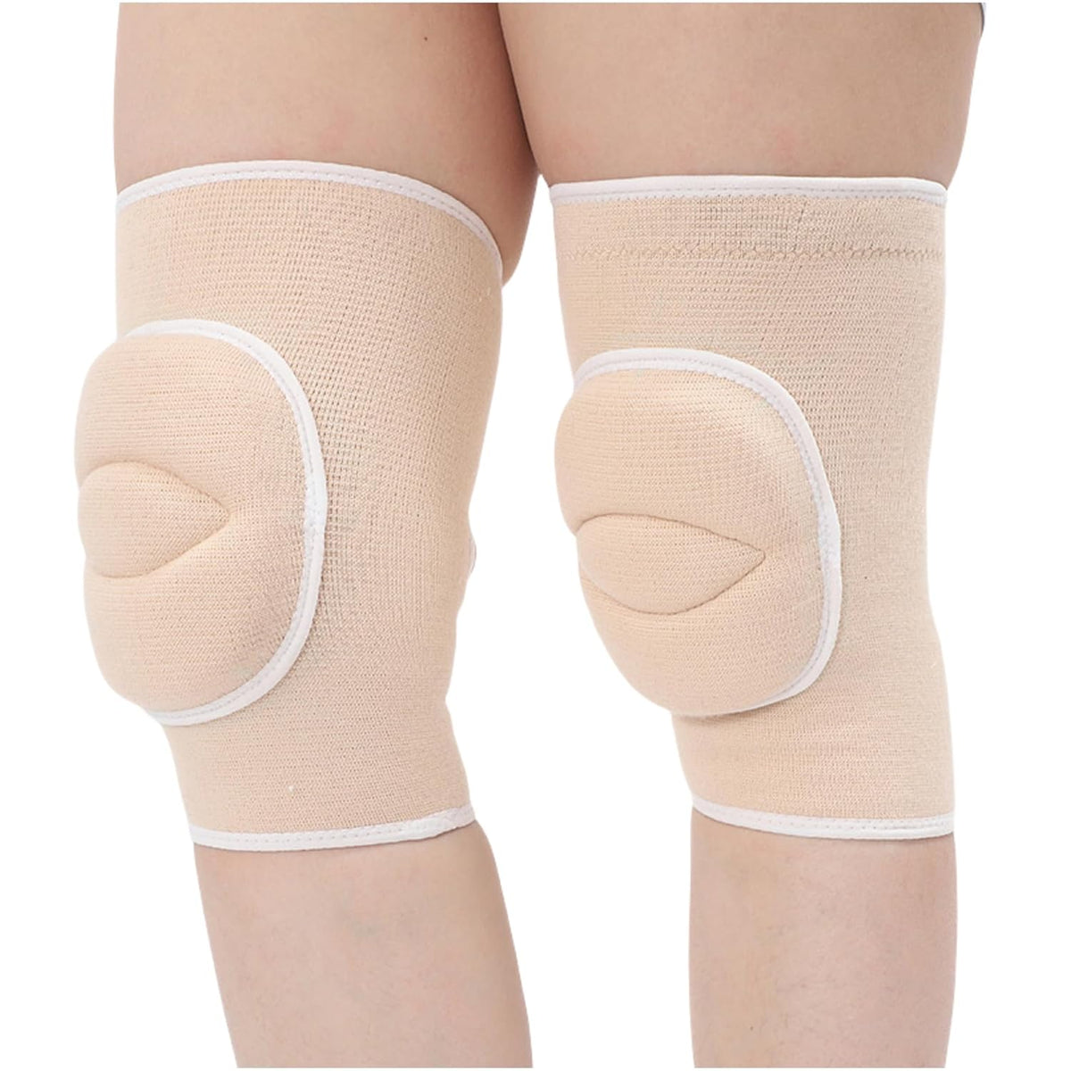 Men Women Protective Knee Pads, Anti-Slip Padded Sponge Knee Brace Knee Support for Football Volleyball Dance Skating Basketball Sports (Medium,Nude)