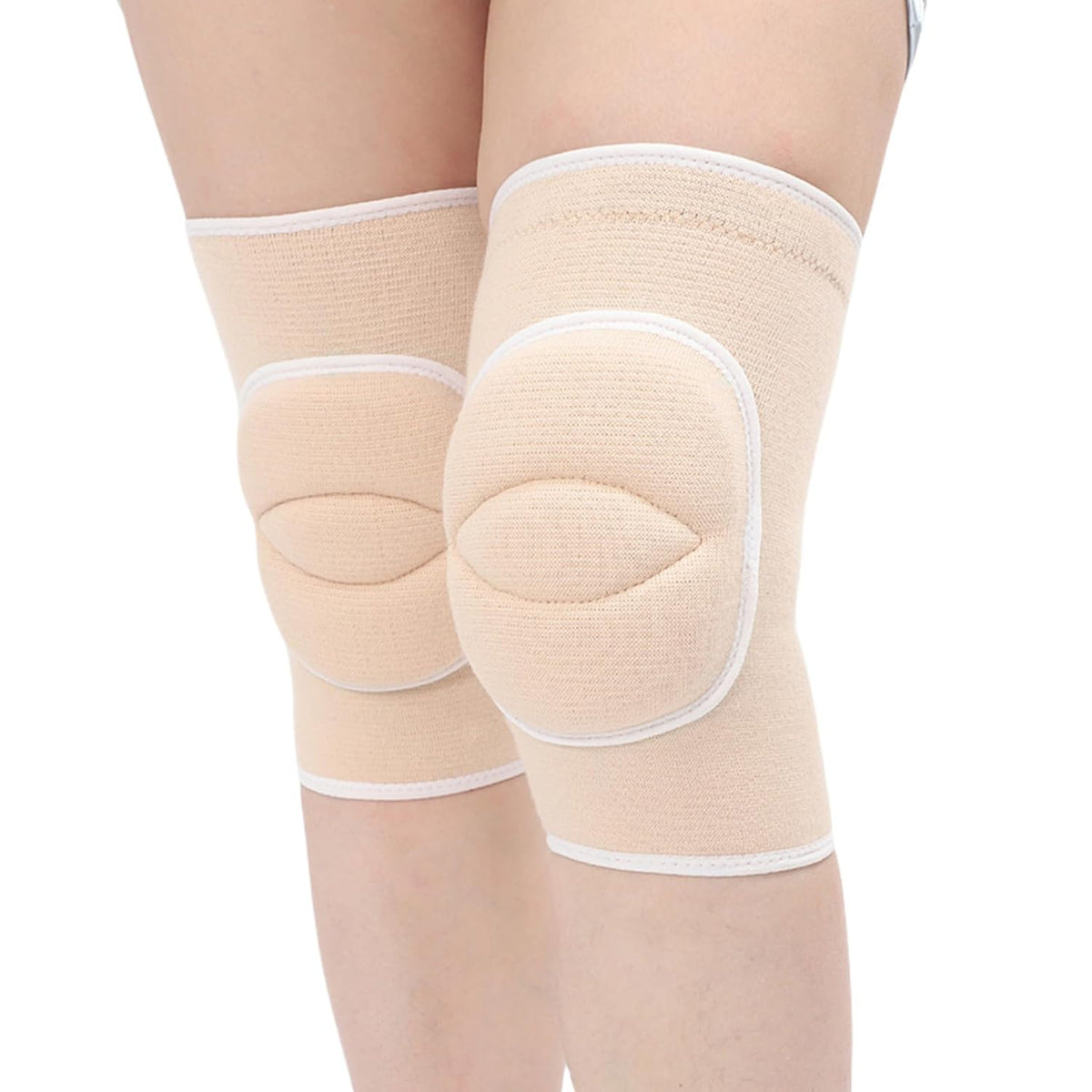 Men Women Protective Knee Pads, Anti-Slip Padded Sponge Knee Brace Knee Support for Football Volleyball Dance Skating Basketball Sports (Medium,Nude)
