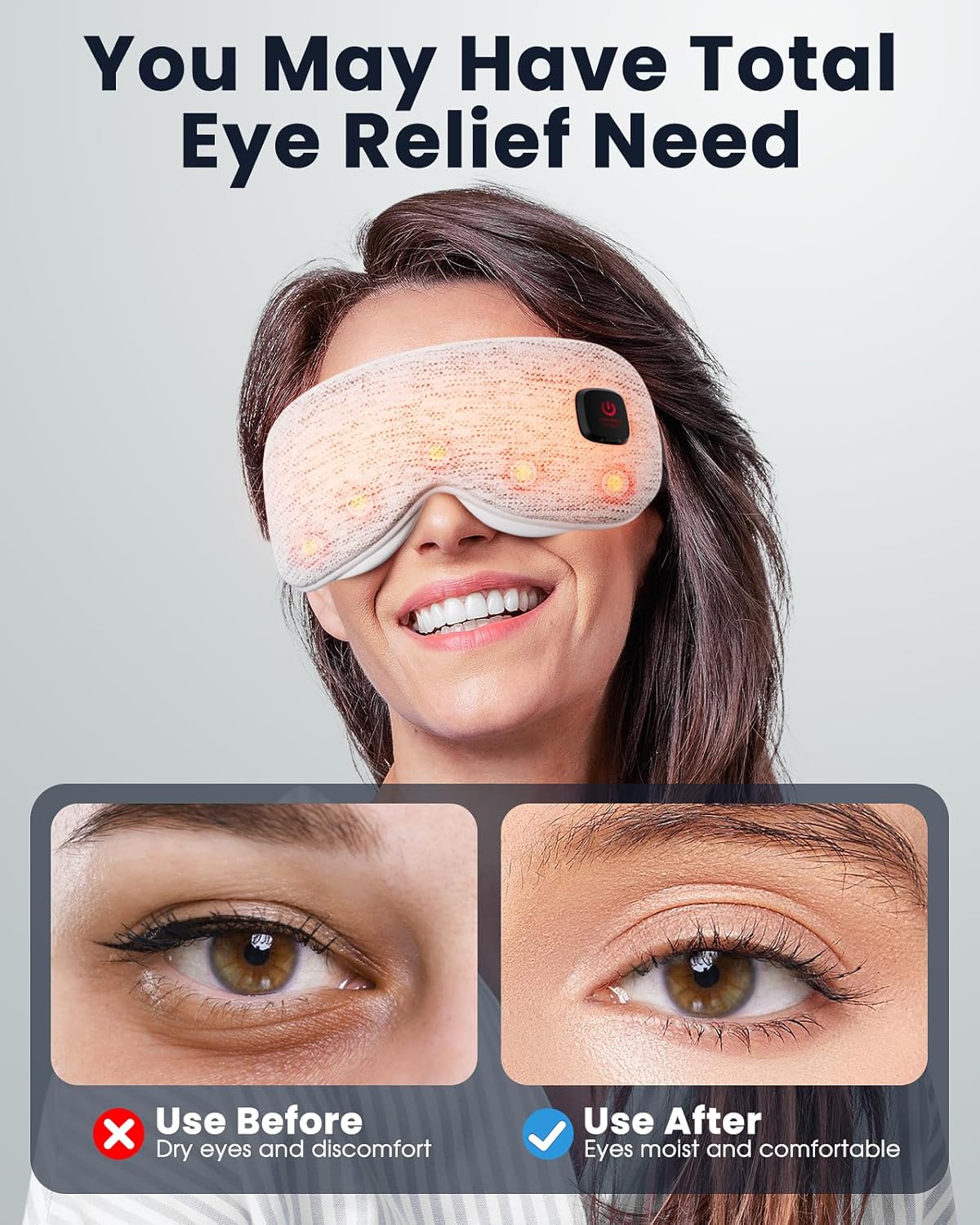 Cordless Rechargeable Heated Eye Mask for Dry Eye with 2 Replaceable Shells